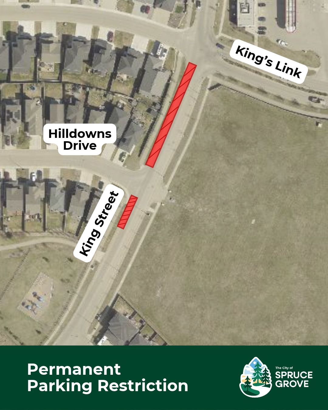 Permanent Parking Restriction King Street Hilldowns Drive Kings Link Spruce Grove