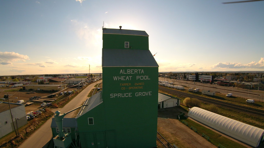 Spruce Grove Grain Elevator at sunset