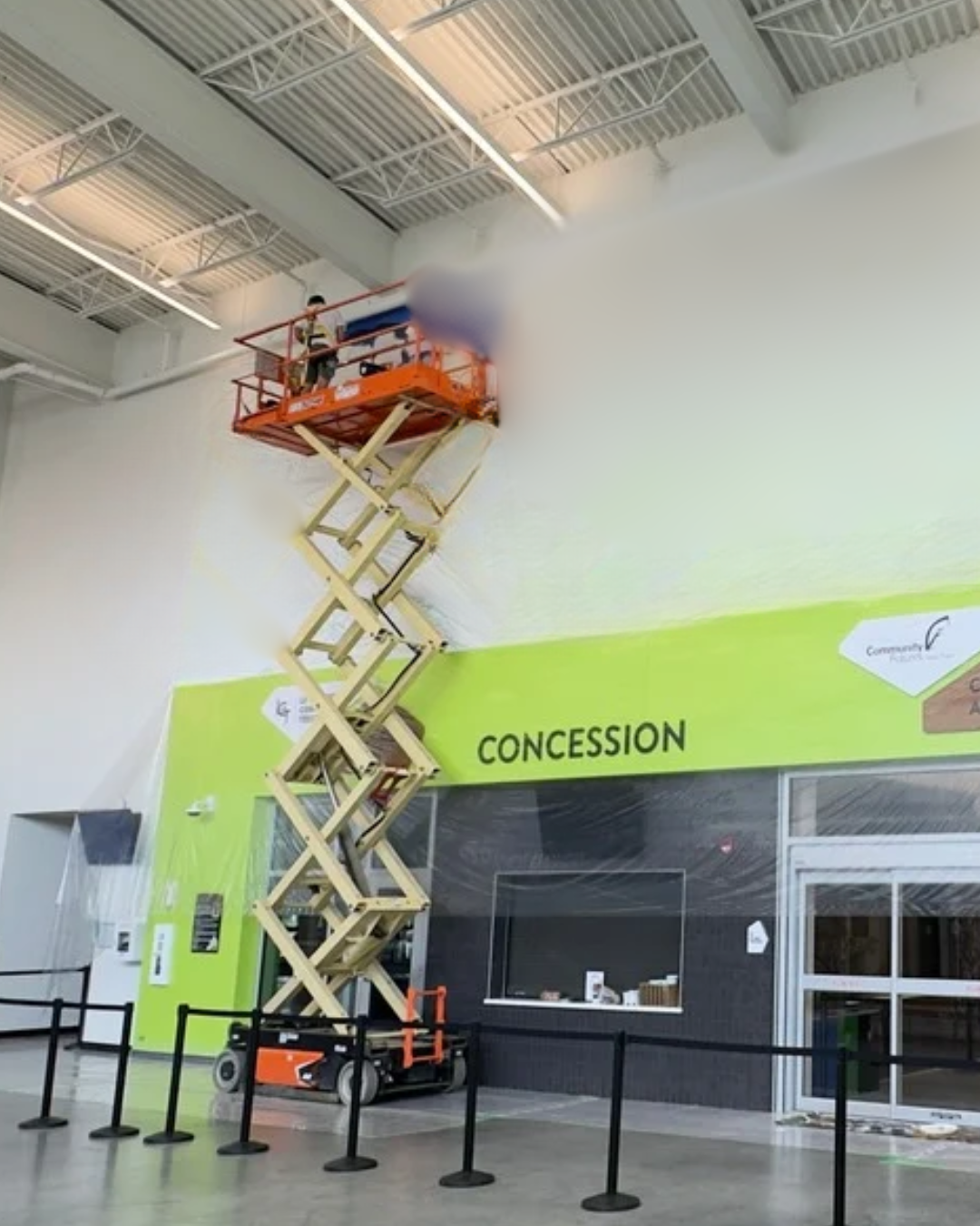 The mural is being created inside the atrium at Heavy Metal Place, above the entrance to the Cst. Brett Ryan Community Arena.